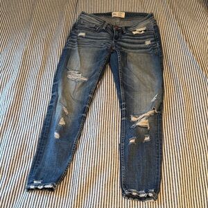 BKE Women's Distressed Skinny Jeans - Blue